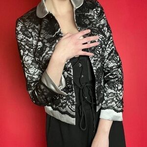 Black and silver lace blazer 🖤🤍​​​​​​​​​​​​​​​​​​​​​